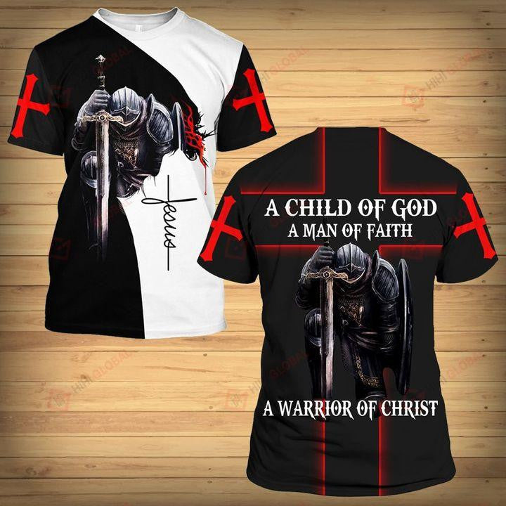 A Child Of God A Man Of Faith A Warrior Of Christ Knight Christian All Over Printed Shirts