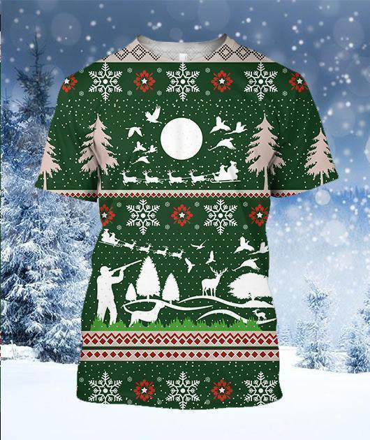 3D All Over Printed Hunting Christmas Shirts And Shorts