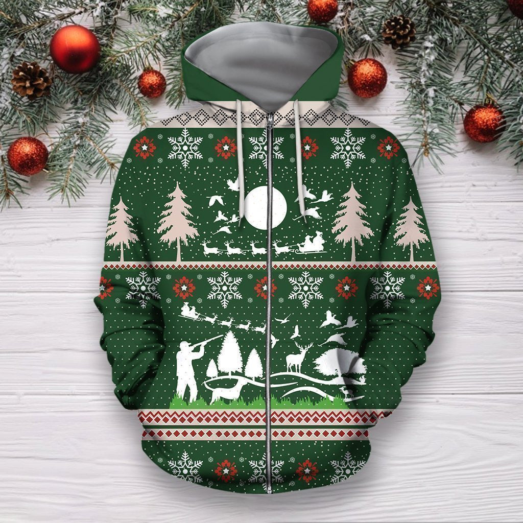 3D All Over Printed Hunting Christmas Shirts And Shorts