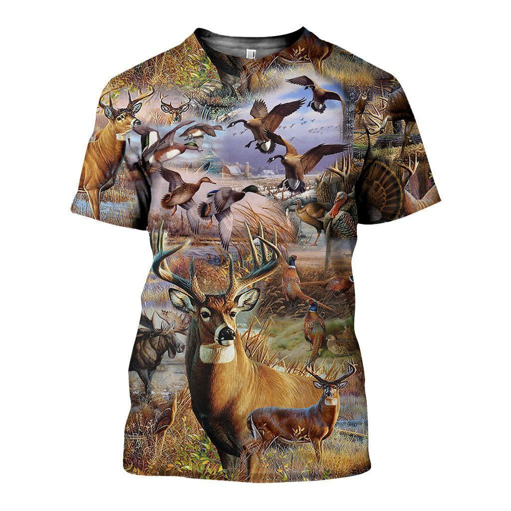 3D All Over Printed Camo Hunting Animals Art Shirts And Shorts