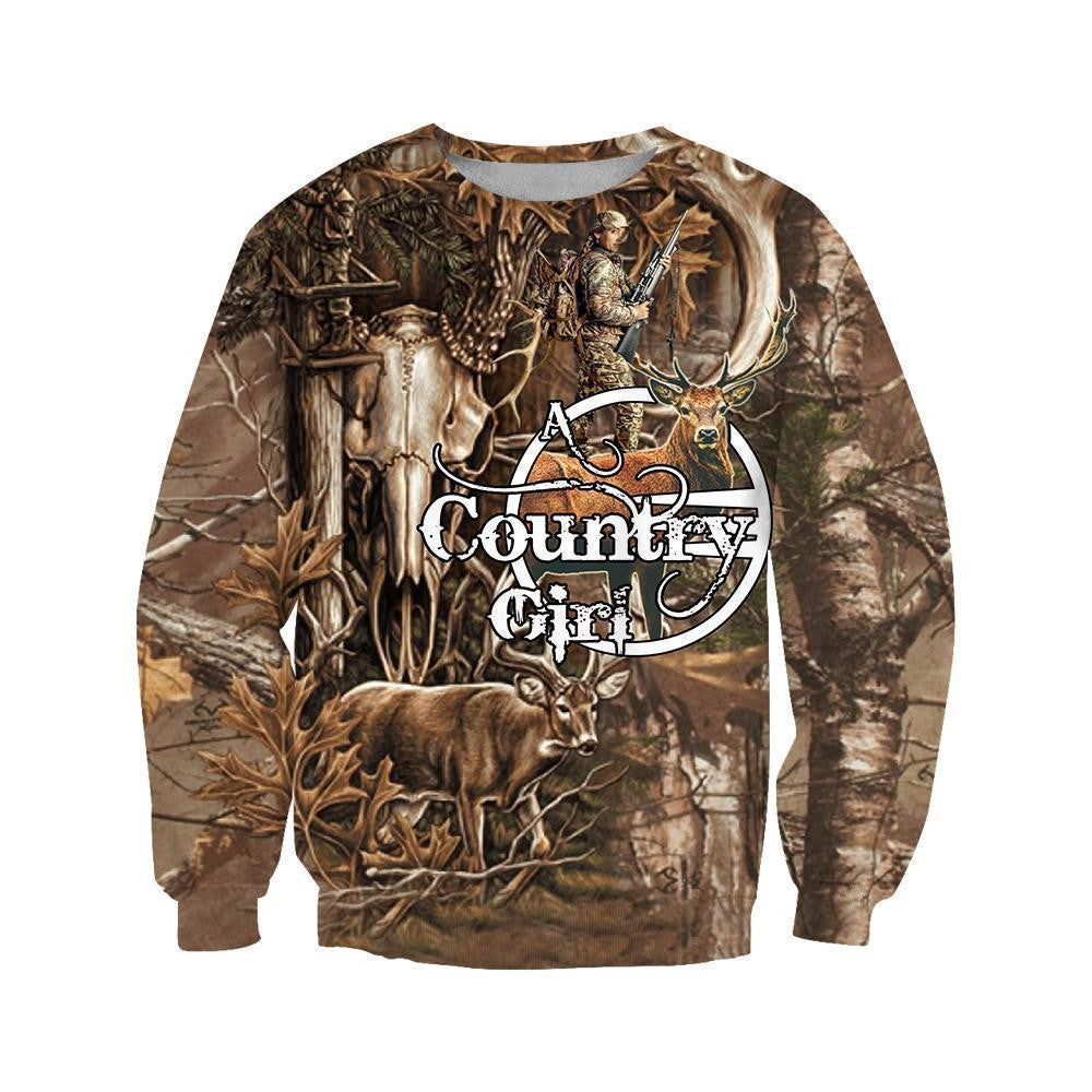 3D All Over Printed Country Girl Bowhunting Deer Art Shirts And Shorts