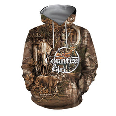 3D All Over Printed Country Girl Bowhunting Deer Art Shirts And Shorts