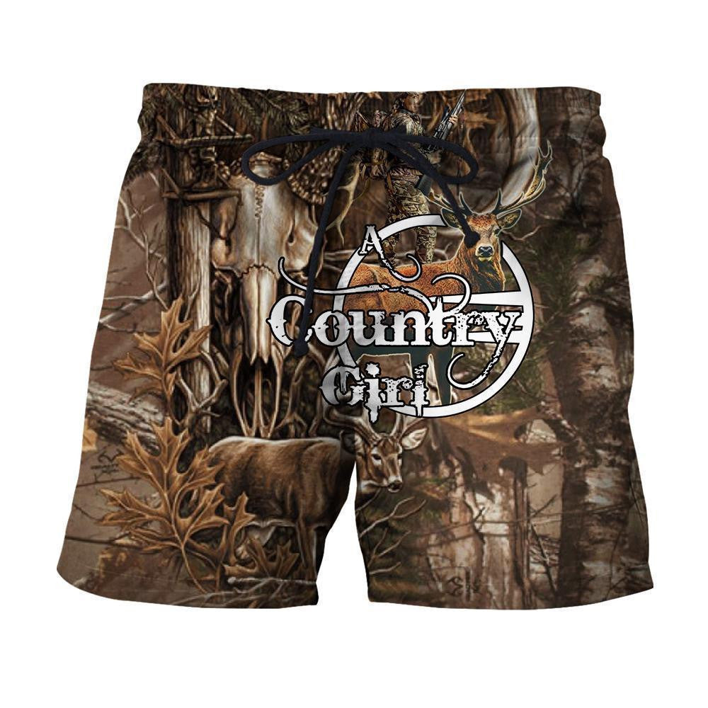 3D All Over Printed Country Girl Bowhunting Deer Art Shirts And Shorts