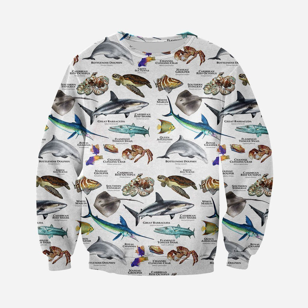 3D All Over Printed Marine Animals Of The Caribbean Ocean Shirts And Shorts