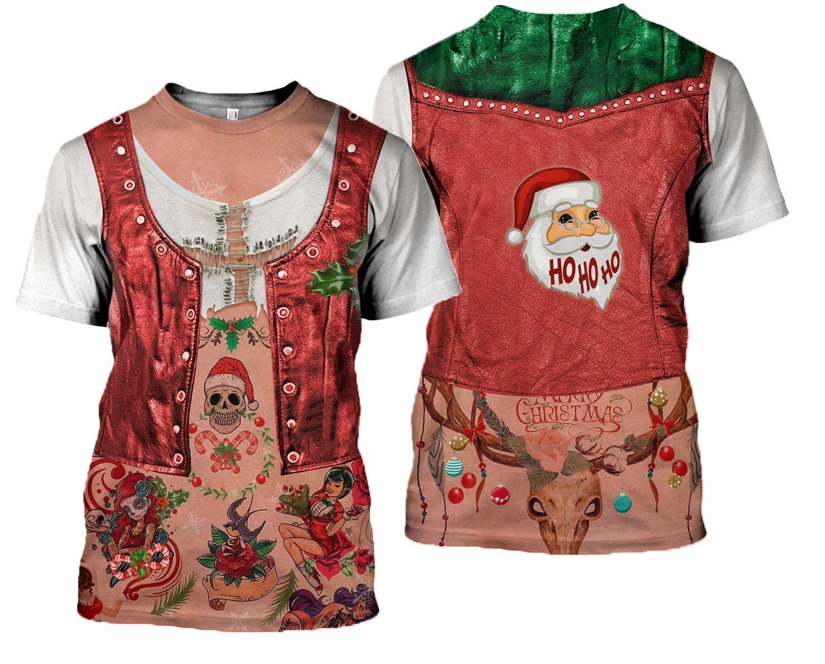 3D All Over Printed Girl Xmas With Tattoo Shirts and Shorts - Amaze Style�?�