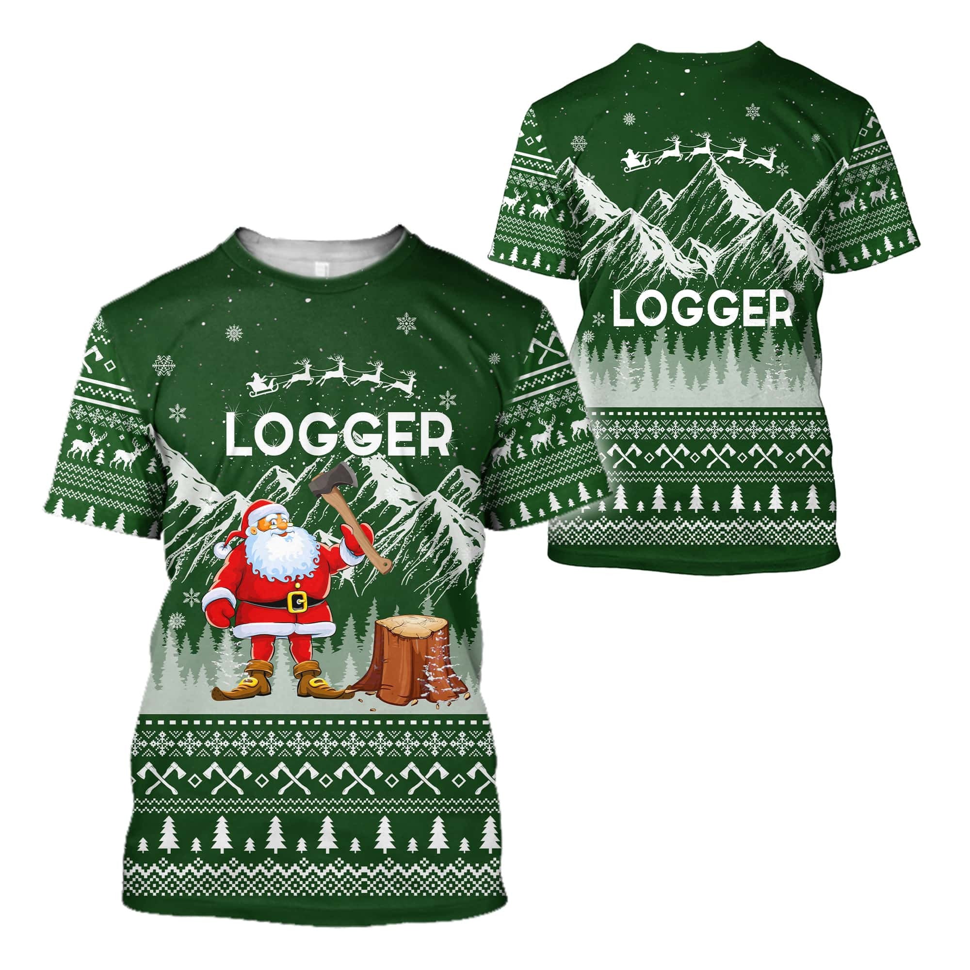 Logger Christmas Woodworking 3D Full Printing hoodie