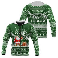 Logger Christmas Woodworking 3D Full Printing hoodie