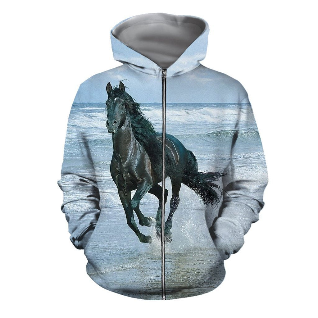 3D All Over Printed Horse Black Shirts And Shorts