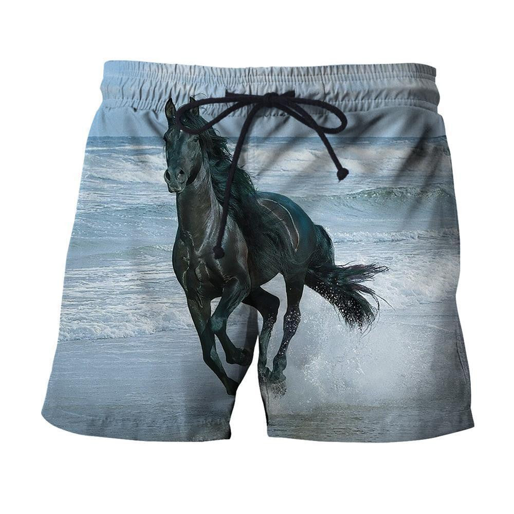 3D All Over Printed Horse Black Shirts And Shorts