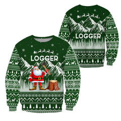 Logger Christmas Woodworking 3D Full Printing hoodie