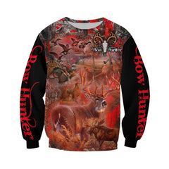 3D All Over Printed Beautiful Red Camo Hunting Hoodie