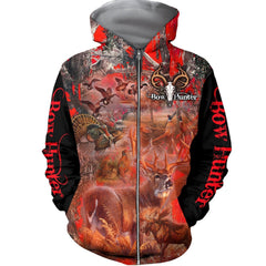 3D All Over Printed Beautiful Red Camo Hunting Hoodie