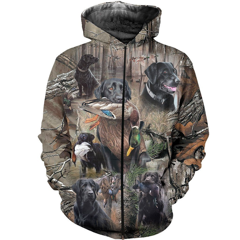 3D All Over Printed Labrador Retriever Hunting Dog Camo Art hoodie