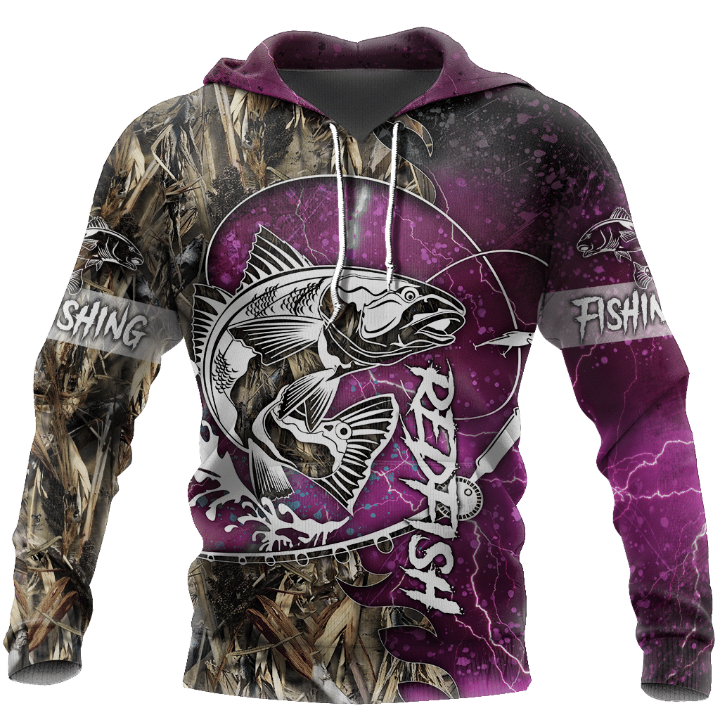 Red fishing all over printed hoodie T-shirt for men and women purple color TR231201 - Amaze Style�?�-Apparel