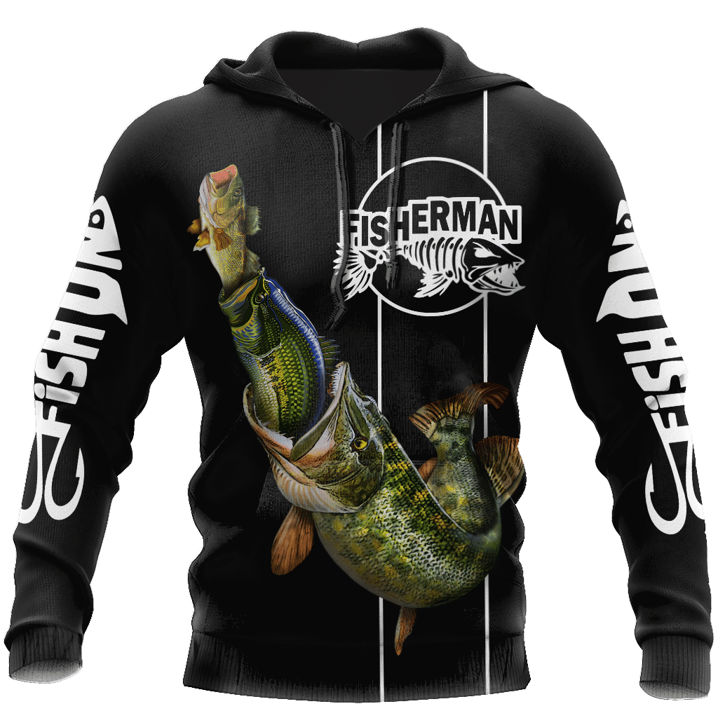 The great fish eats the small Black Fishing 3d print shirts - Amaze Style�?�-Apparel