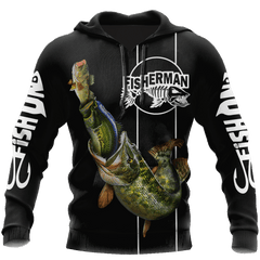 The great fish eats the small Black Fishing 3d print shirts - Amaze Style�?�-Apparel