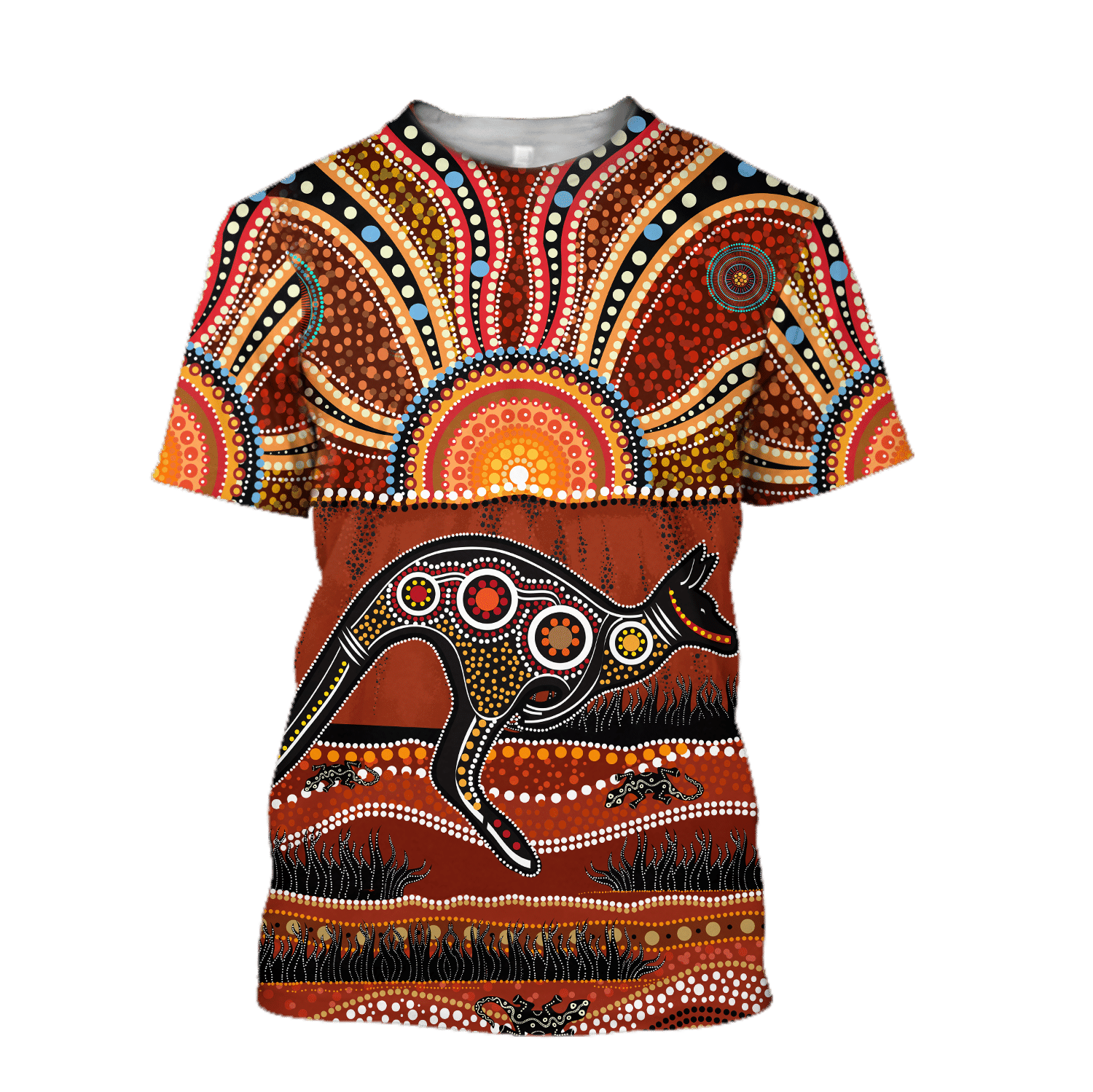 Aboriginal Australia Kangaroo Running Lizard Art Hoodie For Men And Women