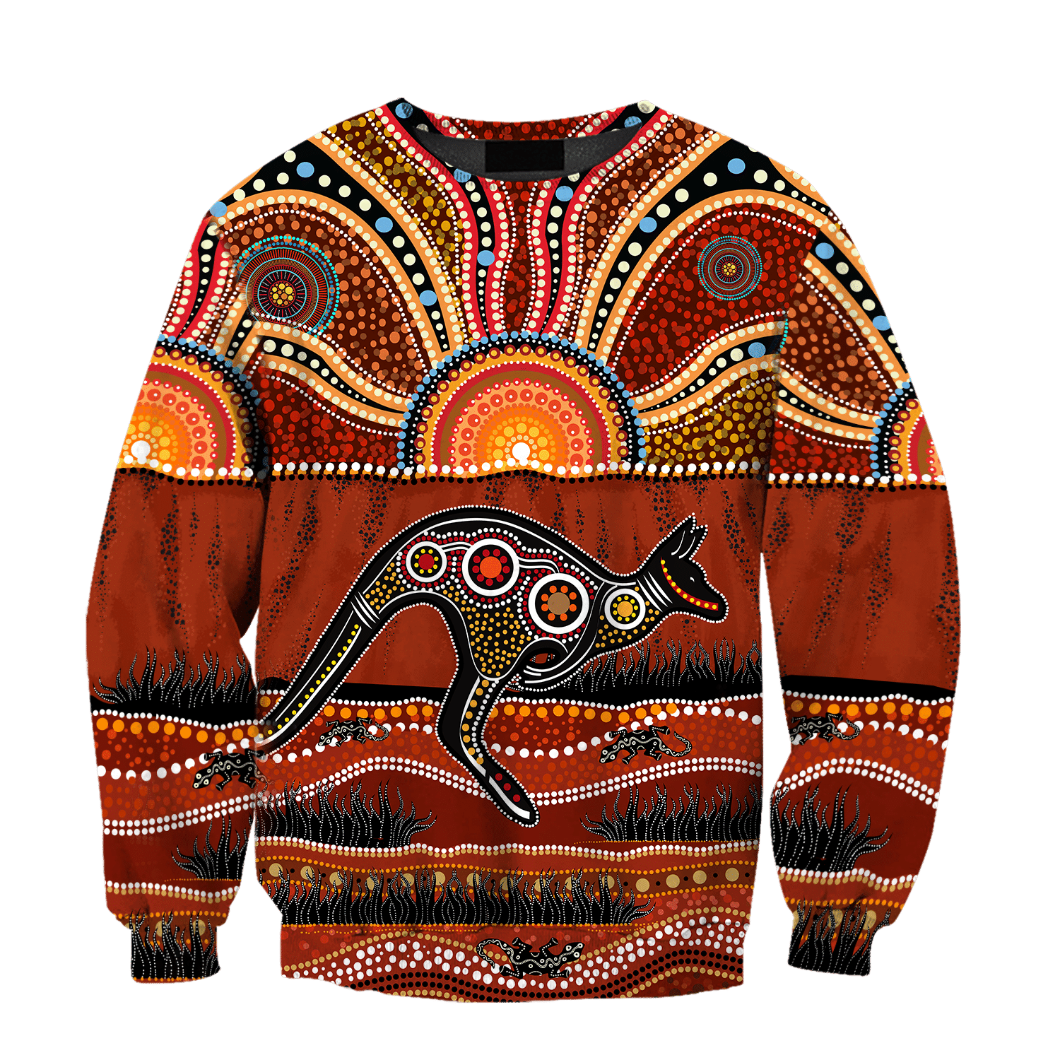 Aboriginal Australia Kangaroo Running Lizard Art Hoodie For Men And Women