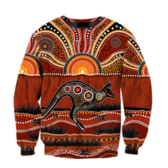 Aboriginal Australia Kangaroo Running Lizard Art Hoodie For Men And Women