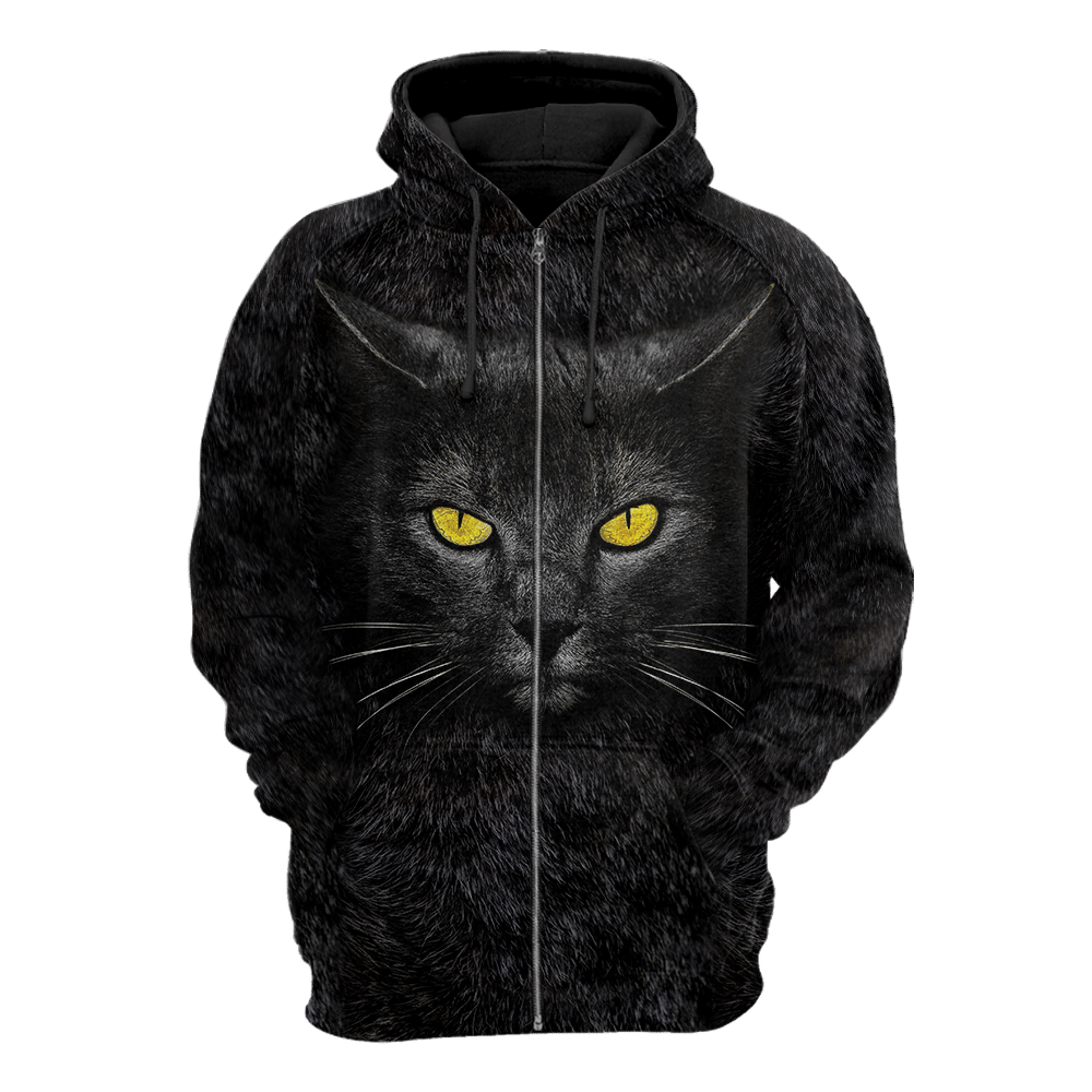 Black Cat Face Hair Premium Hoodie Sweatshirt Cover