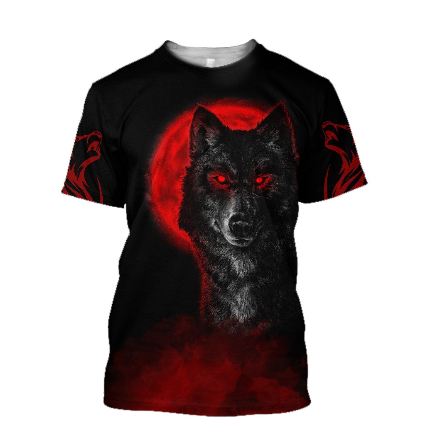 The Red Moon Wolf 3D All Over Printed Unisex Shirt Hoodie