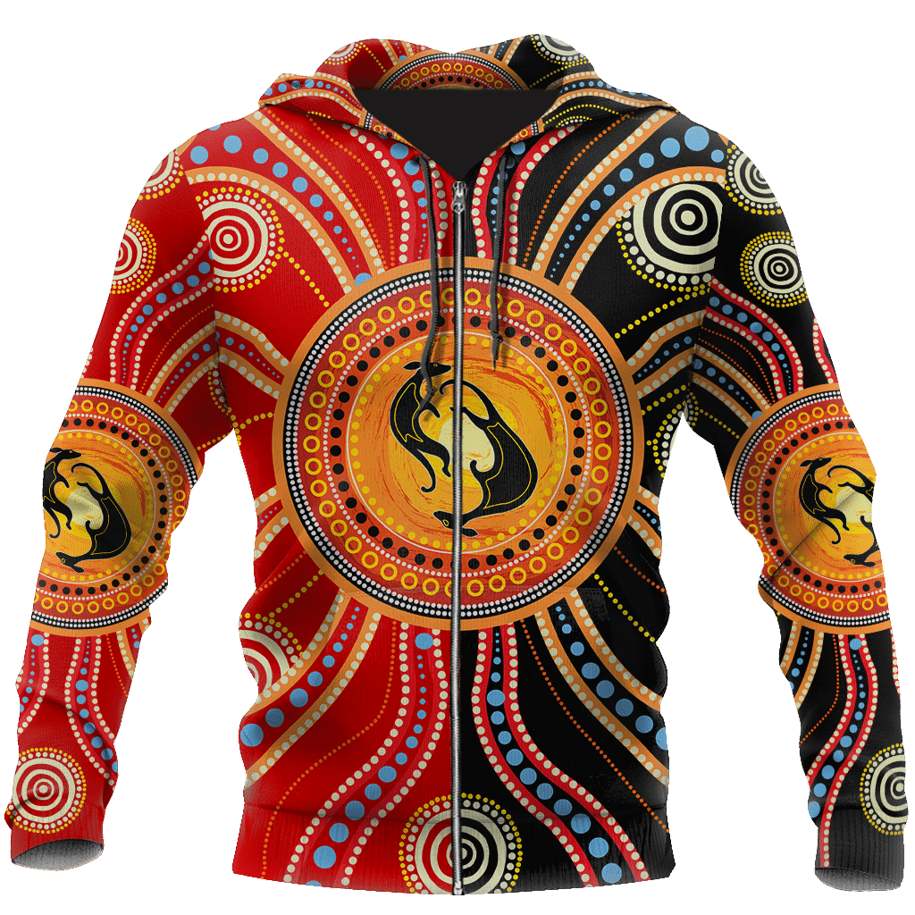 Aboriginal Kangaroo Australia Indigenous Painting Art hoodie For Men And Women