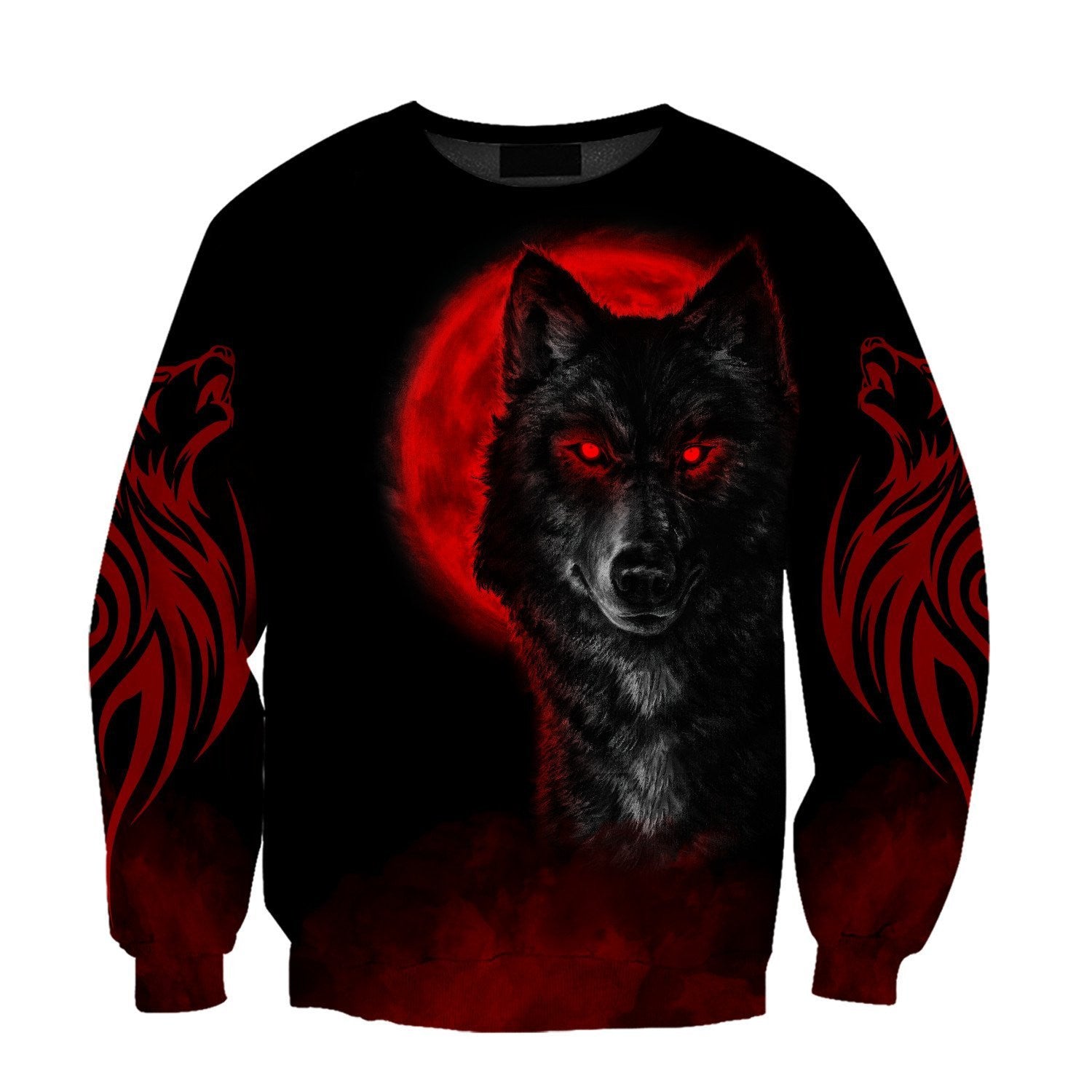 The Red Moon Wolf 3D All Over Printed Unisex Shirt Hoodie