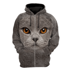 British Shorthair Cat Face Hair Premium Hoodie Sweatshirt Cover