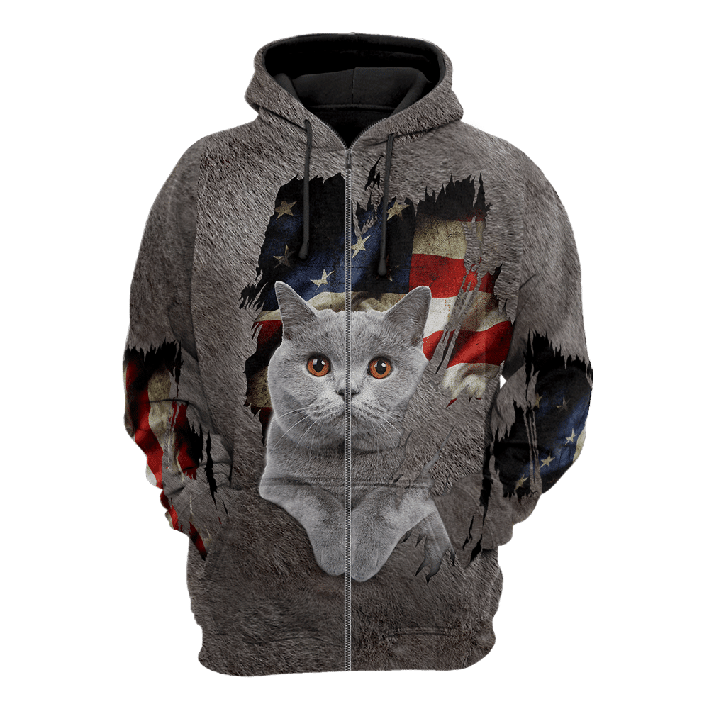 American British Shorthair Cat 3D Printed Shirts For Men And Women Hoodie