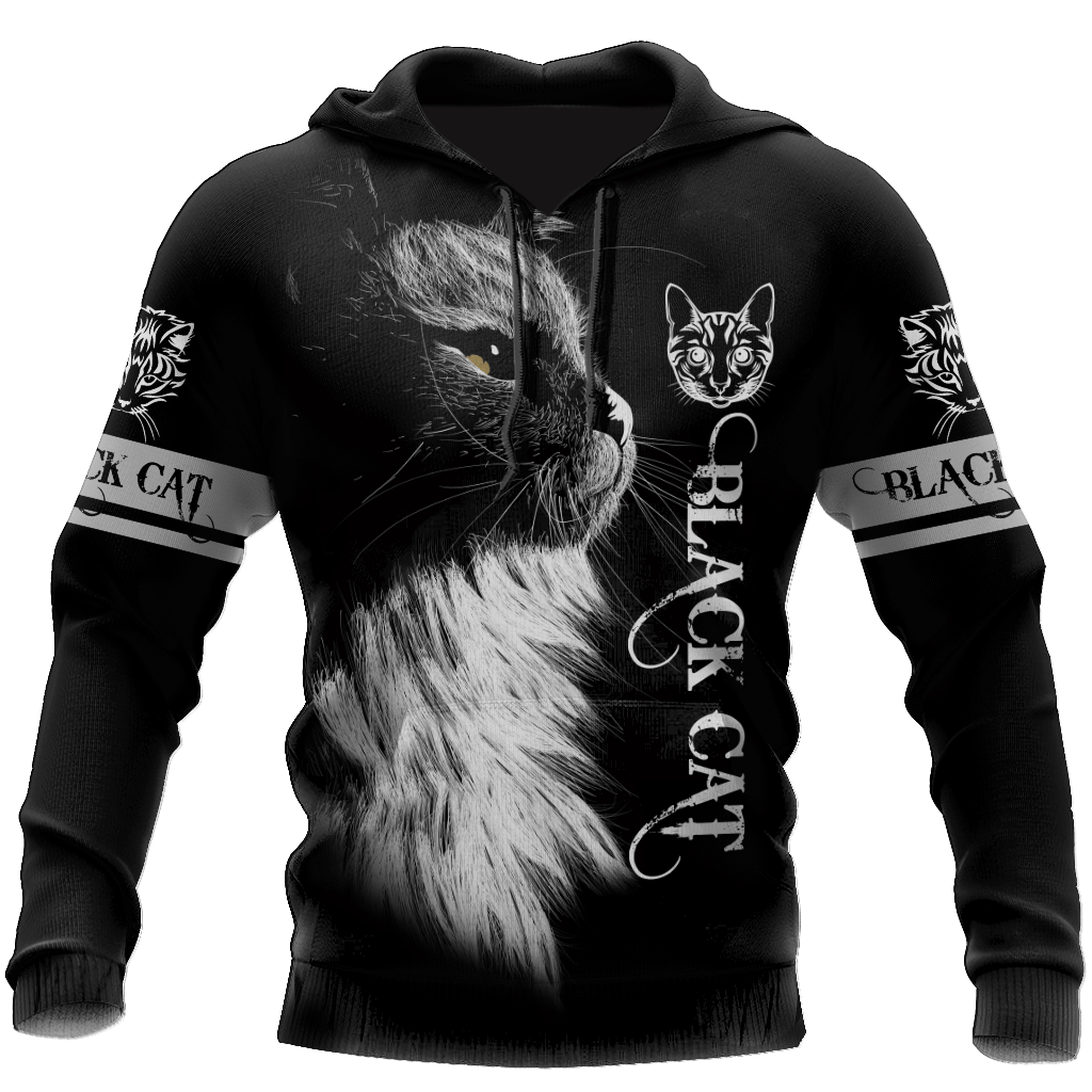 Love Black Cat Tattoo Black 3D All Over Shirts For Men And Women Hoodie