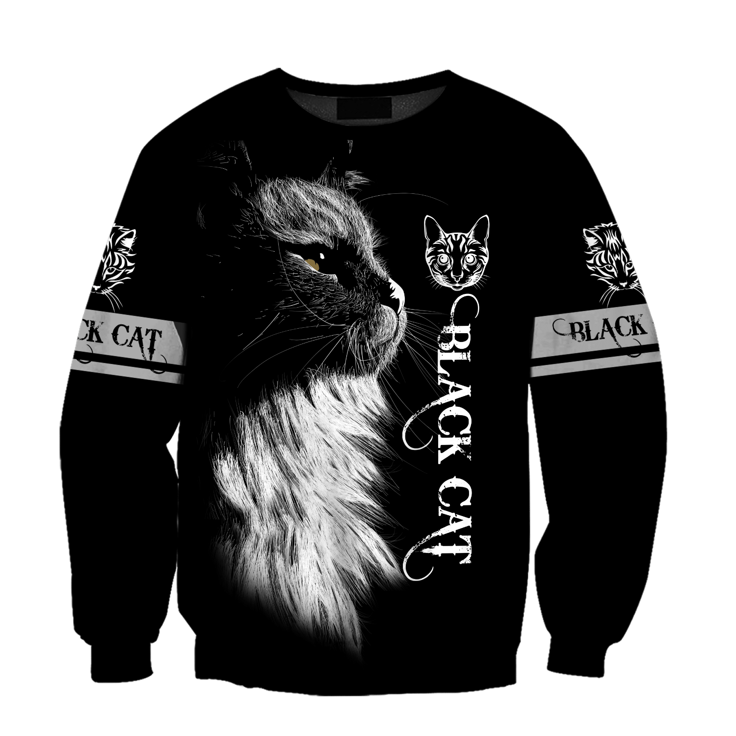 Love Black Cat Tattoo Black 3D All Over Shirts For Men And Women Hoodie