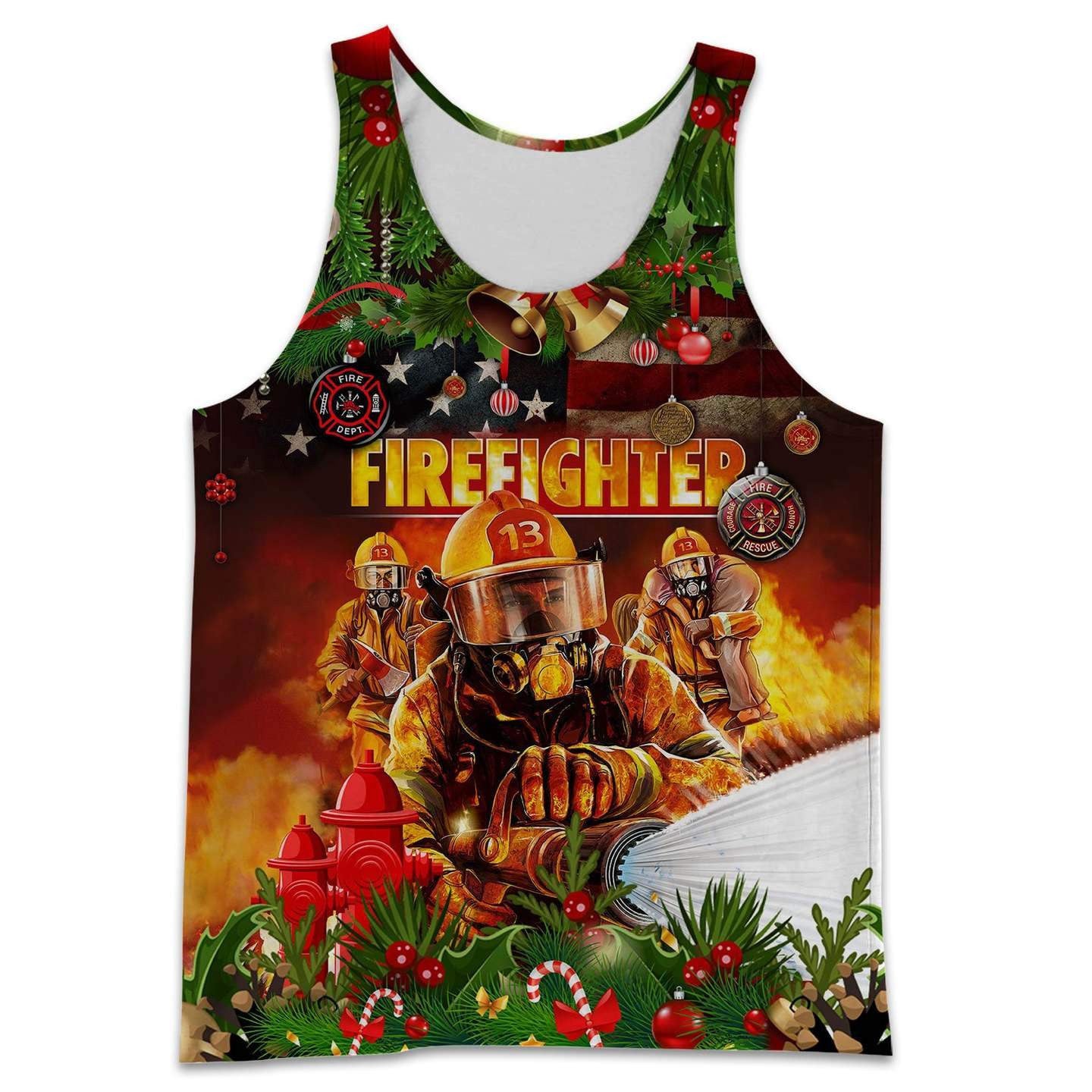 Christmas Firefighter 3D All Over Printed Shirts Hoodie