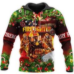 Christmas Firefighter 3D All Over Printed Shirts Hoodie