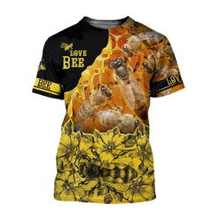 Beautiful Bee Art 3D All Over Printed Shirts For Men And Women Hoodie