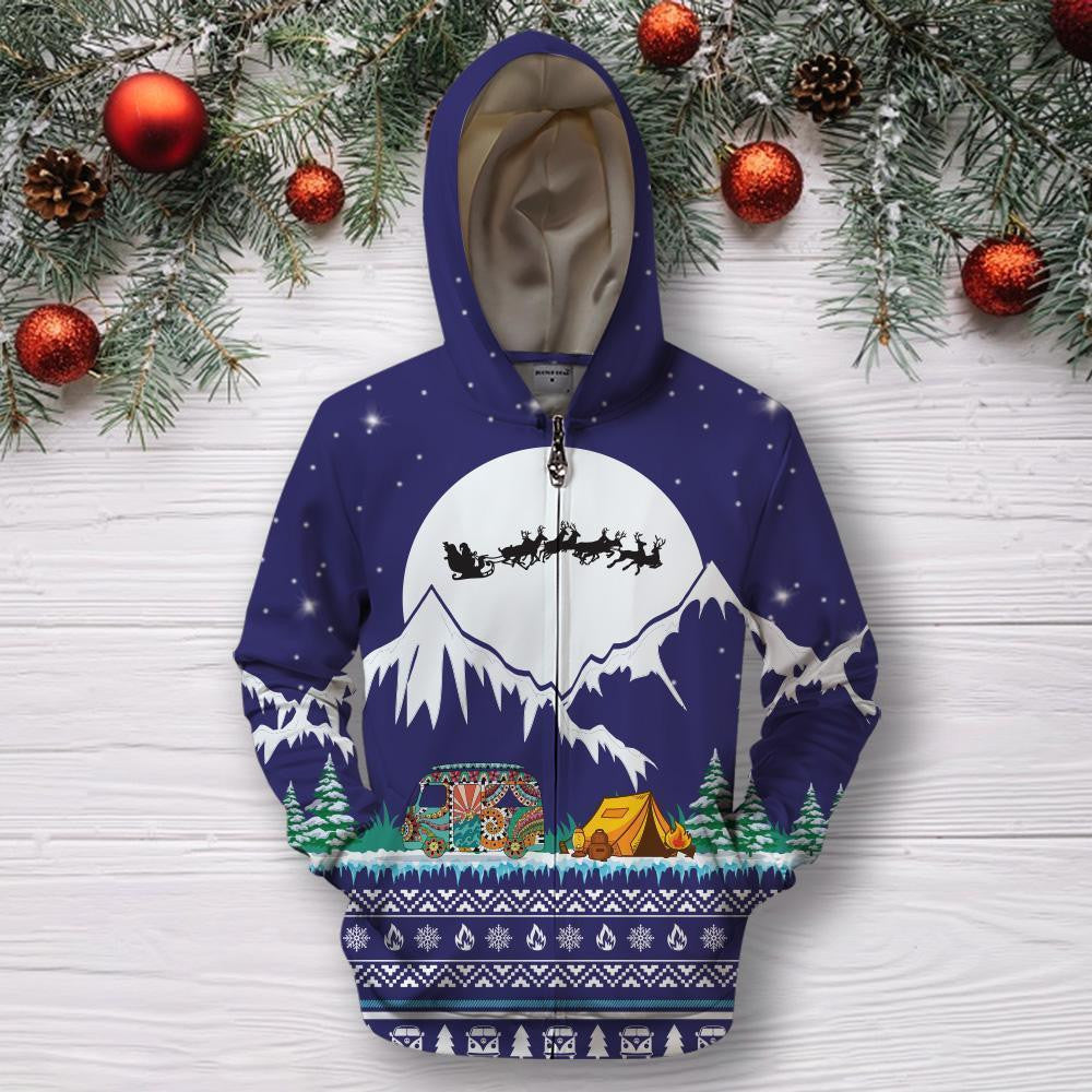 Camping Christmas Hoodie 3D All Over Printed