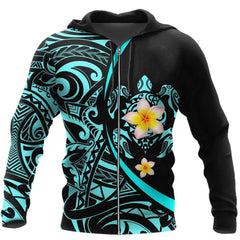 Amazing Polynesian Sea Turtle Tattoo & Hibiscus Hoodie Tshirt For Men And Women