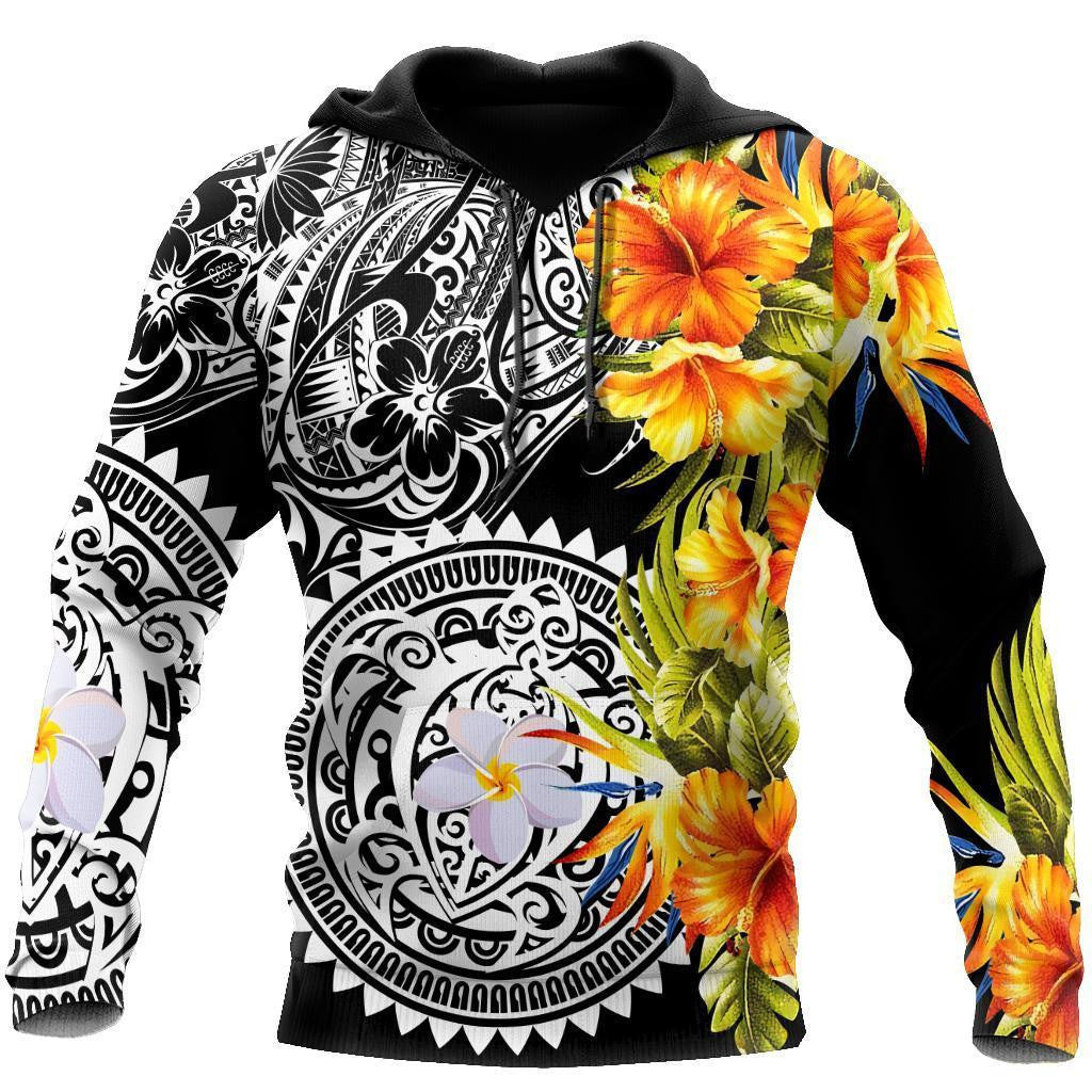 Amazing Polynesian Turtle Tattoo & Hibiscus Hoodie Tshirt for Men and Women-ML - Amaze Style™