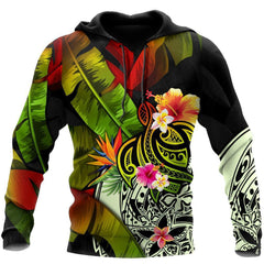 Amazing Turtle Polynesian Over Printed Hoodie Tshirt for Men and Women-ML - Amaze Style™-Apparel