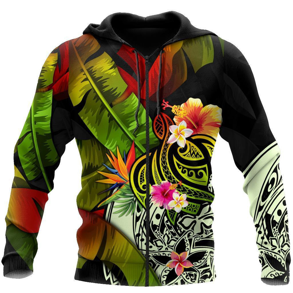 Amazing Turtle Polynesian Over Printed Hoodie Tshirt For Men And Women