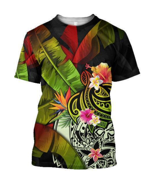 Amazing Turtle Polynesian Over Printed Hoodie Tshirt For Men And Women