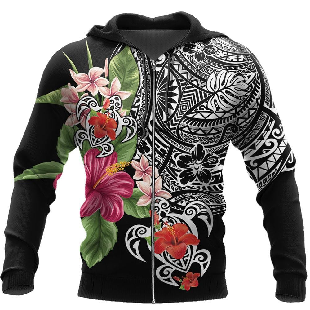 Amazing Polynesian Tattoo & Hibiscus Hoodie Tshirt For Men And Women