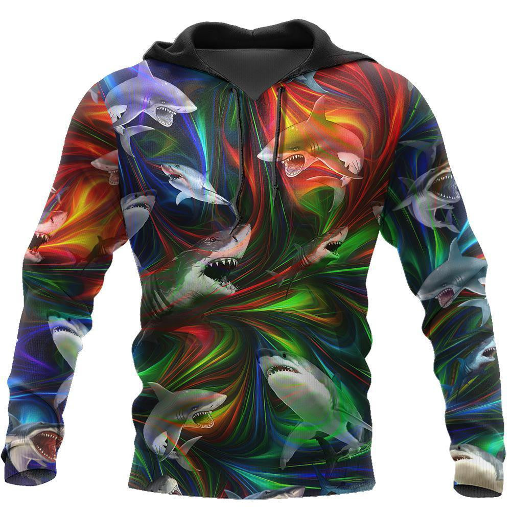 Amazing Colorful Shark Over Printed Hoodie Tshirt for Men and Women-ML - Amaze Style™