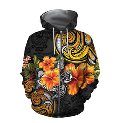 Amazing Polynesian Turtle Hibiscus Hoodie For Men And Women