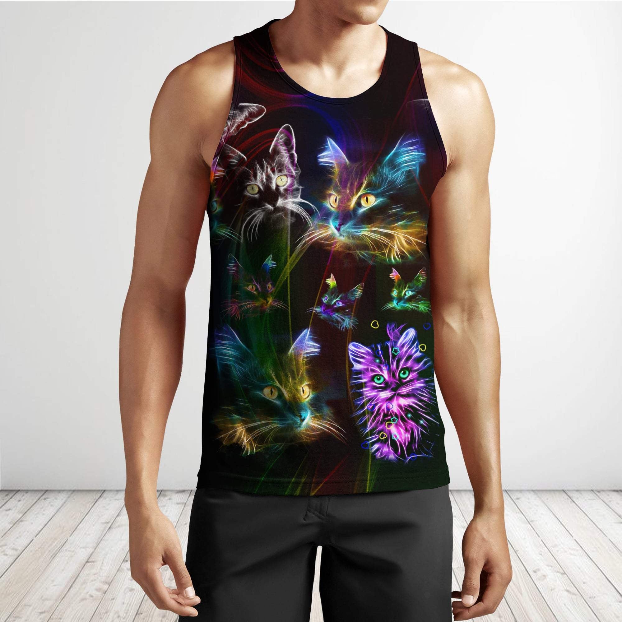 Amazing Colorful Cat Over Printed Hoodie Tshirt for Men and Women-ML - Amaze Style™