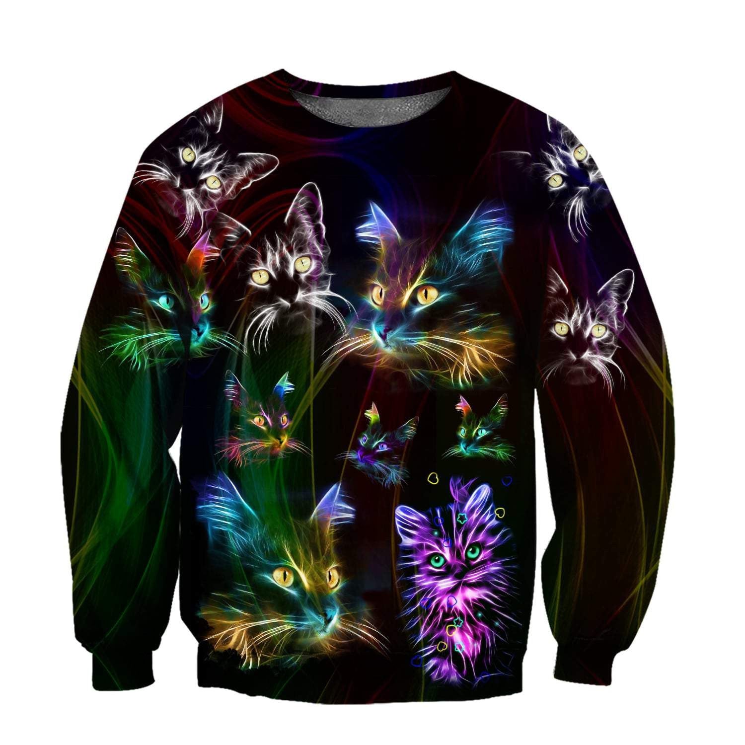 Amazing Colorful Cat Over Printed Hoodie Tshirt For Men And Women