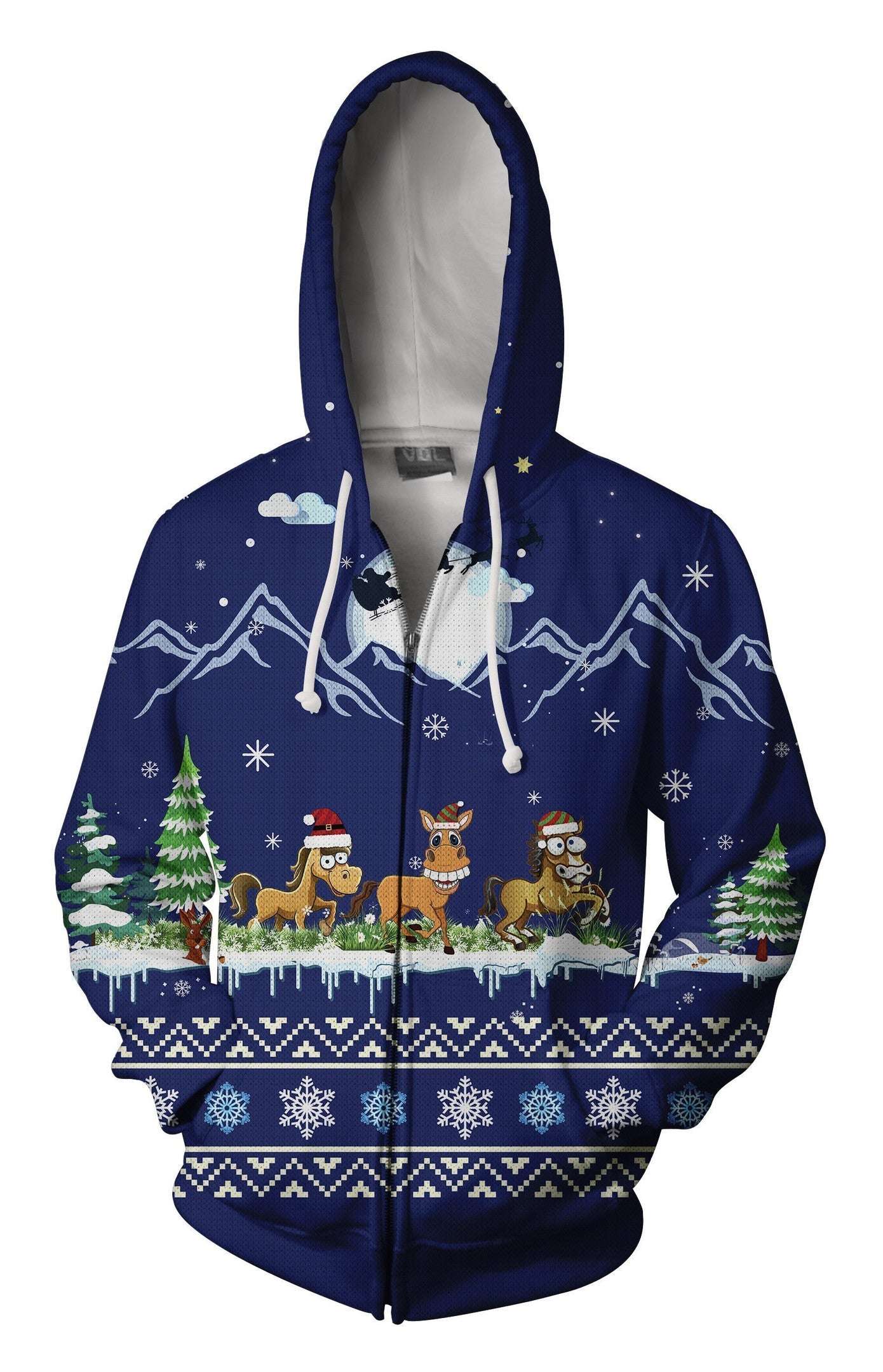 Horse On Christmas All Over Print 3D Hoodie