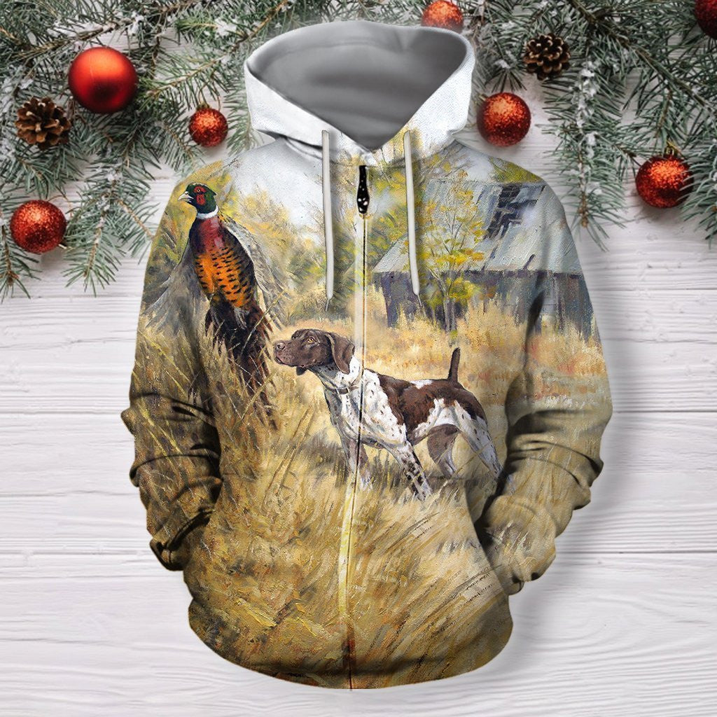 3D All Over Print 3 Hunting Dog Pheasant Hoodie - Amaze Style™