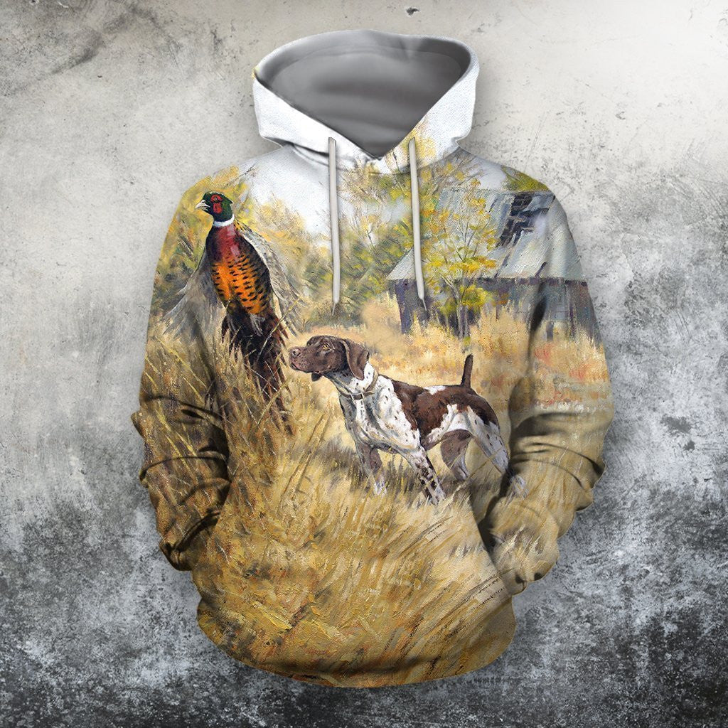 3 Hunting Dog Pheasant Hoodie 3D All Over Printed