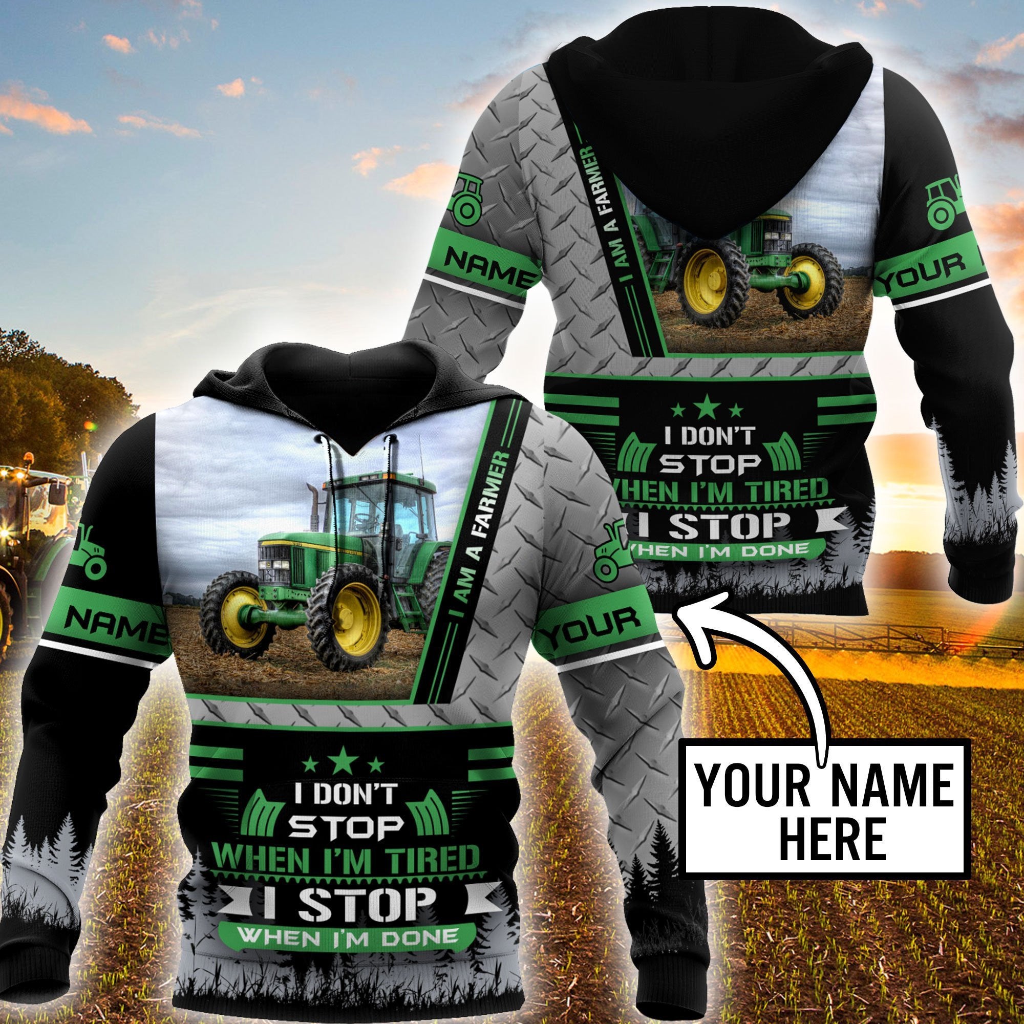 3D All Over Printed Tractor  Green Unisex Shirts Custom Name XT NTN20022104 - Amaze Style™