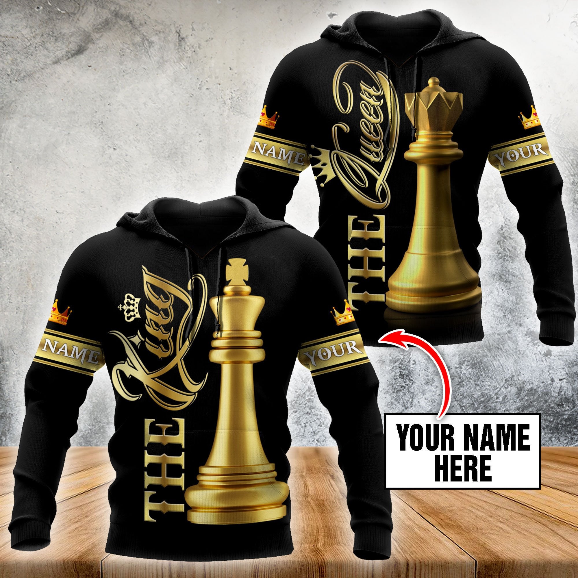 Love Gift Couple King - Queen Chess 3D All Over Printed Unisex Shirts 2N Custom Name XT - Amaze Style™